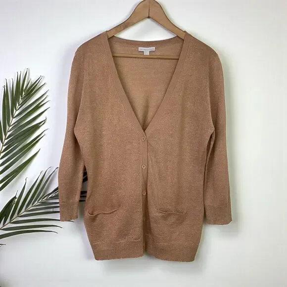 New York & Co Lightweight All-Season Knit Cardigan in Camel - Picture 2 of 10